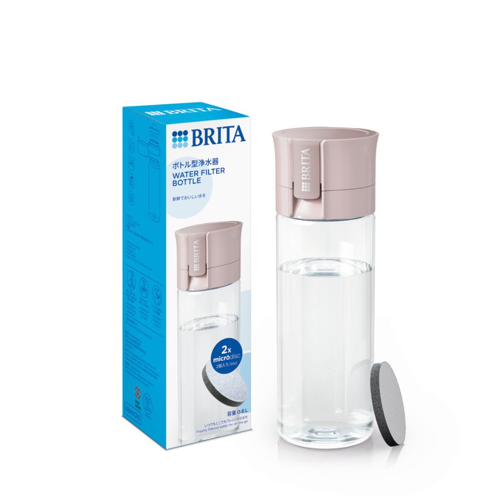 Water Filter Bottle 600ml + 2 Filters Included /Vital/ Mauve